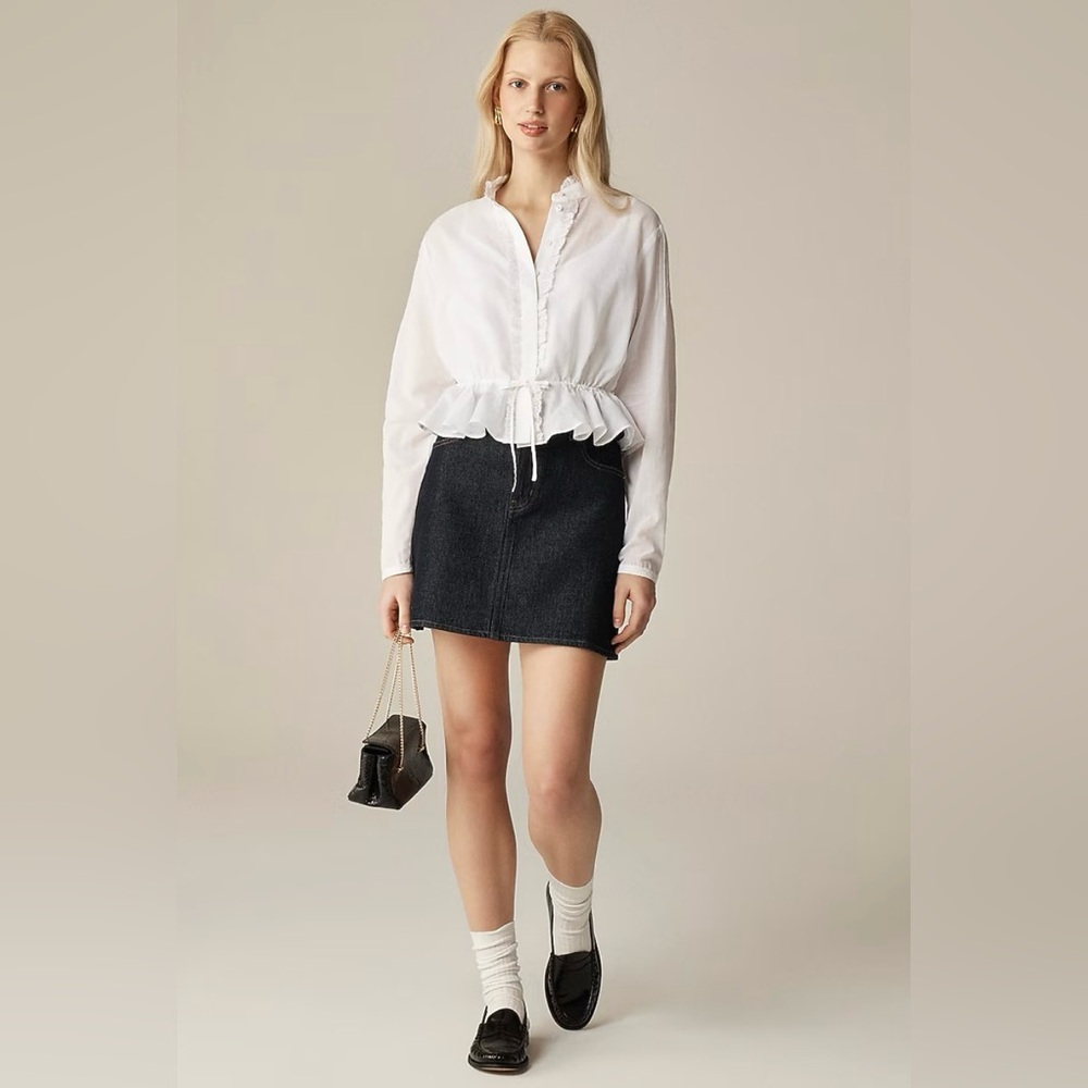 J. Crew Lace-trim Cinched-waist Top in Cotton Voil White Size S NWT - Picture 3 of 5